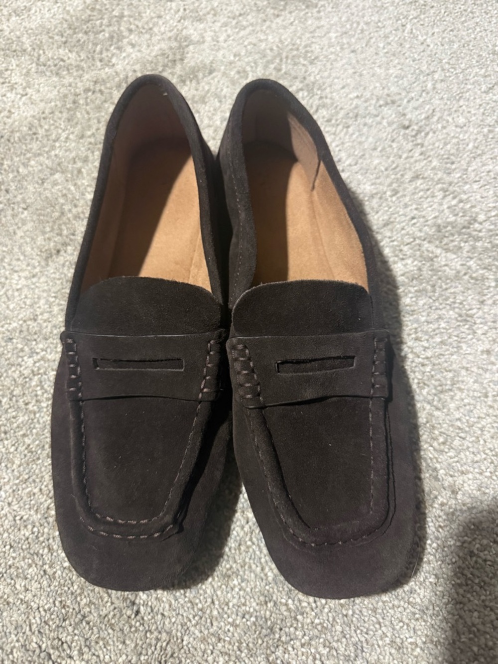 Never Worn Zara Split Leather Loafers in Chocolate Brown!
